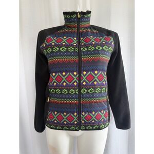 Lauren Ralph Lauren Fleece Jacket Women's Size L Fair Isle Print Zip Up